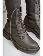 Wsuwane Kozaki Ze Skarpetkową Cholewką Ciemnozielone Iranel