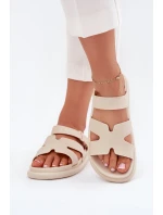 Gumowe Klapki Damskie Z Paskiem Beżowe Tavirae