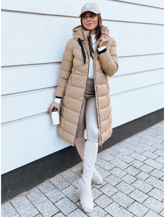 Dámska prešívaná zimná bunda s kapucňou MENSI tmavo béžová FashionStreet TY3970 Dámska prešívaná zimná bunda s kapucňou MENSI tmavo béžová FashionStreet TY3970