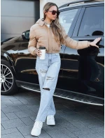 Dámska krátka zimná bunda s kapucňou béžová FashionStreet TY5471