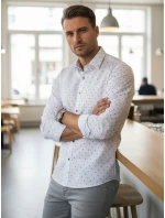 Pánska biela vzorovaná košeľa slim fit FashionStreet DX2700