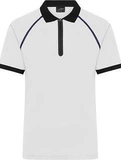 Daiber JN 1308 Pánske polo tričko z piké s zipsom 02.1308 biele/čierne