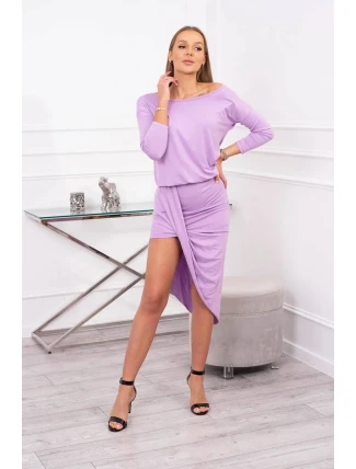 Asymetrické šaty, 3/4 rukávy, svetlo fialové