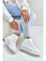 Ocieplane Trampki Damskie Na Platformie OO274A473 Białe