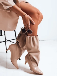 Dámske čižmy s pokrčeným zvrškom béžové FashionStreet ZY1137