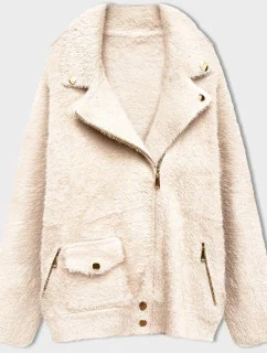 Krátka vlnená bunda typu "alpaka" v ecru farbe (553)
