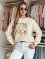 Dámska nadrozmerná mikina s medvedíkmi MISOBEARS ecru FashionStreet BY1435