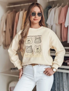 Dámska nadrozmerná mikina s medvedíkmi MISOBEARS ecru FashionStreet BY1435