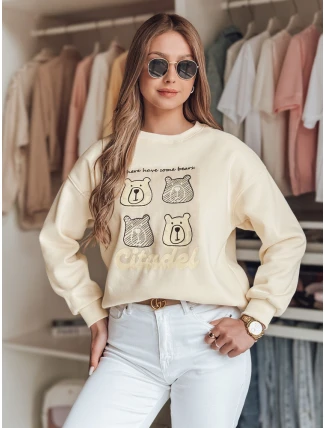 Dámska nadrozmerná mikina s medvedíkmi MISOBEARS ecru FashionStreet BY1435