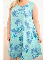 Dámske šaty Plus Size z viskózy s kvetinovým vzorom na ramienkach Mint