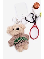 Přívěsek na klíče na kabelku medvídek v svetrku raketa s míčem hamburger Červený