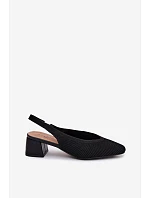 Materiálové dámské sandály na podpatku Černé Marcelle