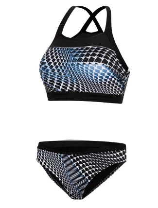Dámske plavky S47N čierno-modré kockované - Self