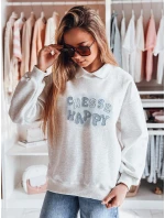 Dámska nadrozmerná mikina s potlačou HAPIRES sivá FashionStreet BY1485 Dámska nadrozmerná mikina s potlačou HAPIRES sivá FashionStreet BY1485