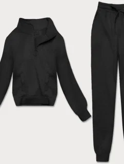 Čierny dámsky dres - mikina so stojačikom a nohavice (8C70-3)