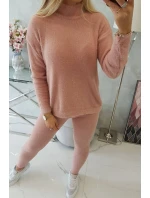 Dvojdielny sveterový set alpaka tmavo púdrovo ružový