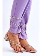 Wiązane Sandałki Japonki Na Obcasie Złote Secret Love