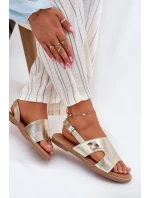 Sandały Damskie Płaskie Z Ozdobnym Detalem Vinceza 17378 Złote