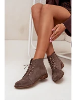 Semišové topánky na podpätku Dark Beige Zazoo Semišové topánky na podpätku Dark Beige Zazoo