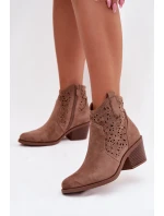 Odkryté Kožené Kovářské Dámské Boty na Podpatku S.Barski HY61-8012 Hnědé Odkryté Kožené Kovářské Dámské Boty na Podpatku S.Barski HY61-8012 Hnědé