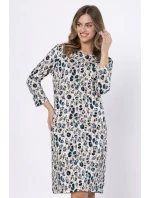 Dámska nočná košeľa WITALIA 1665 Béžová s modrou potlačou - LEVEZA Dámska nočná košeľa WITALIA 1665 Béžová s modrou potlačou - LEVEZA