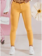 CLARET dámske džínsové nohavice s opaskom žlté FashionStreet UY2454