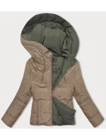 Béžovo-khaki obojstranná krátka bunda s kapucňou (B8181-101011) Béžovo-khaki obojstranná krátka bunda s kapucňou (B8181-101011)