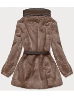 Hnedá kožušinová bunda so stojačikom (GSQ2228)