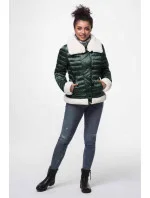 Tmavo zelená dámska bunda s kožušinovým golierom (J9-008) Tmavo zelená dámska bunda s kožušinovým golierom (J9-008)