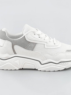 Bielo-šedé dámske sneakersy s brokátovými vsadkami (LU-2)
