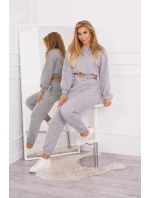 Zateplená súprava s krátkou mikinou šedá