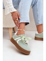 Sneakersy Damskie Na Platformie Z Ozdobami Zielone Vinness