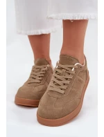 Zamszowe Sneakersy Damskie Big Star SS274675 HI-POLY SYSTEM Beżowe