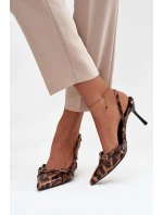 Czółenka Z Odkrytą Piętą I Paseczkami Panterka Brązowe Ravira