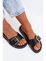 Ženské pantofle s zlatým sponou Černé Rosivana