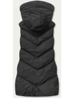 Dlhá čierna dámska vesta s kapucňou (5M788-392)