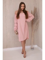 Španielske šaty s ozdobnými rukávmi tmavo púdrovo ružové Španielske šaty s ozdobnými rukávmi tmavo púdrovo ružové