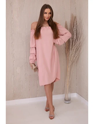 Španielske šaty s ozdobnými rukávmi tmavo púdrovo ružové Španielske šaty s ozdobnými rukávmi tmavo púdrovo ružové