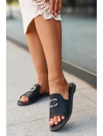 Eleganckie Klapki Damskie Błyszczące Z Ozdobą S.Barski KV27-050 Czarne