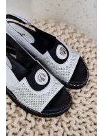 Sandały Damskie Na Koturnie Srebrne Isnnoria