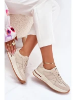 Skórzane Damskie Buty Sportowe Sneakersy Daniel Lopez Just Dare SS2D4043 Beżowe