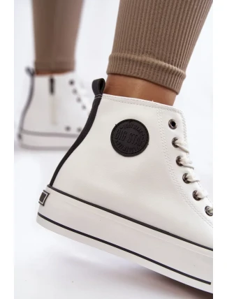 Dámské vysoké zateplené tenisky Big Star KK274170 Bíle Dámské vysoké zateplené tenisky Big Star KK274170 Bíle