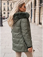 Dámska zimná prešívaná bunda s kapucňou, zelená, FashionStreet TY5739 Dámska zimná prešívaná bunda s kapucňou, zelená, FashionStreet TY5739