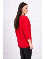 Blúzka s 3D grafikou vtáka červená