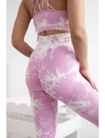 Fitness set top + legíny push up svetlo ružová + ecru