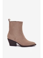 Dámske členkové topánky na podpätku 6350 Beige - Ideálna obuv Dámske členkové topánky na podpätku 6350 Beige - Ideálna obuv