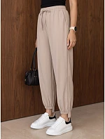 Dámske joggerové nohavice s gumou v páse, béžové, FashionStreet UY3154