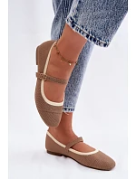 Ploché baleríny z síťovaného materiálu světle hnědé Zelisa