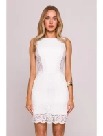 M864 Mini šaty s čipkovanými panelmi - ecru