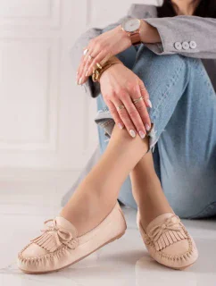 Trendy dámske hnedé mokasíny bez podpätku